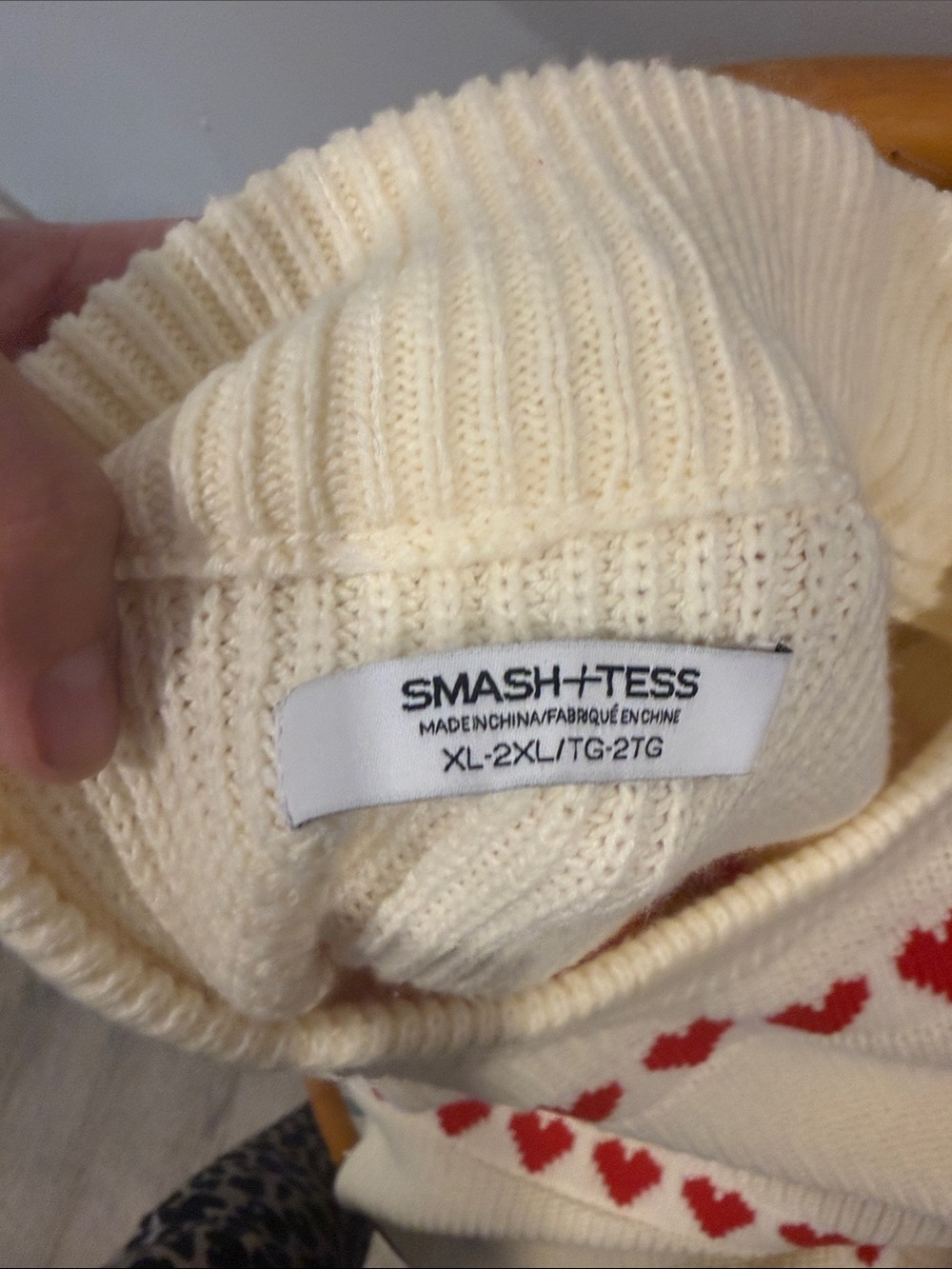 Smash + Tess Cream Sweater with Red Heart Stripes - Picture 4 of 5